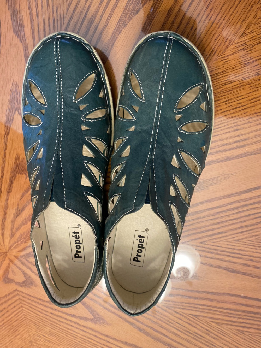 Propet Teal Cutout Leather Slip-Ons